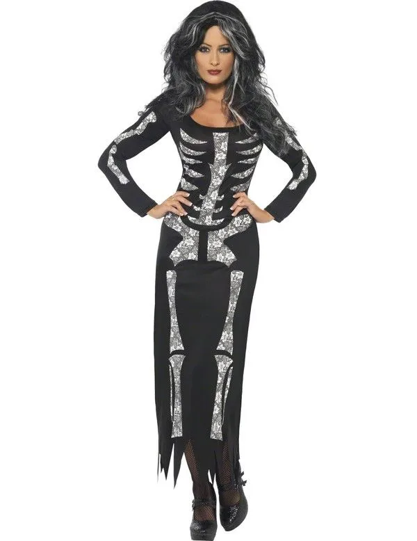 Skelet Jurk Vrouw Kostuum 1 Skelet Jurk Vrouw Kostuum