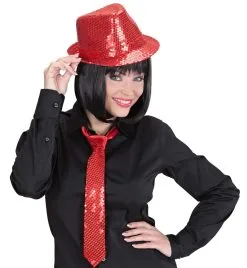 Disco Deukhoed Pailletten Rood -Sprookjeskleding Verkoopwinkel 9068h d 1