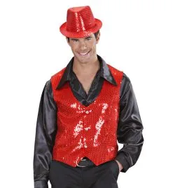 Disco Deukhoed Pailletten Rood -Sprookjeskleding Verkoopwinkel 9068h e 1