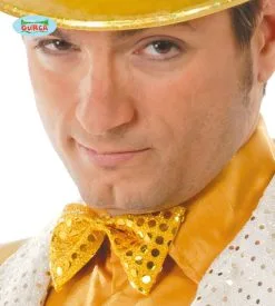 Vlinderstrik Musical Glitter Geel