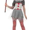 Kort Grijs Killer Clown Vrouw Kostuum