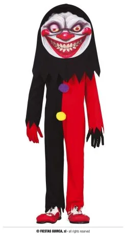 Enge Rood Zwarte Lach Clown Kind Kostuum