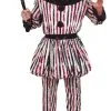 Moordlustige Gestreepte Scary Clown Man Kostuum