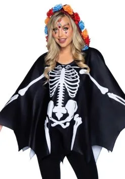 Day Of The Dead Skelet Poncho Vrouw