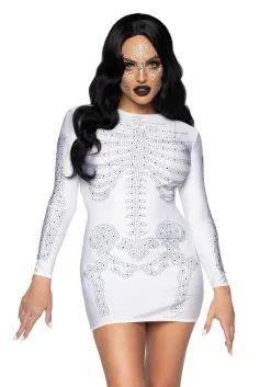 Witte Korte Skelet Jurk Vrouw