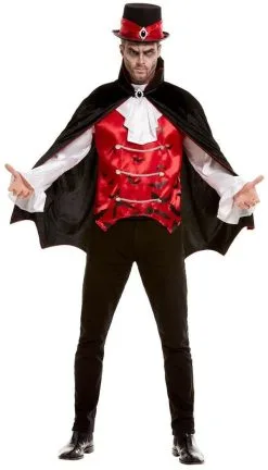 Dandy Dracula Bloedfeest Shirt Met Vest En Cape Man Kostuum