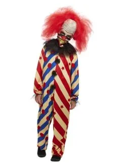 Gestreepte Enge Clown Kind Kostuum