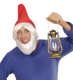 Olijke Kaboutermuts Rood Met Pruik En Baard