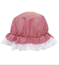 Boerinnen Slaapmuts Wit / Rood Gestreept