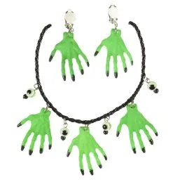 Halloween Juweel Ketting En Oorbellen Heksenhanden