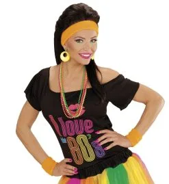 Atletische 80s Zweetband Set Neon Oranje -Sprookjeskleding Verkoopwinkel wdm1014 05834 c 7