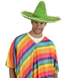 Sombrero 50cm, Groen Met Pom Poms -Sprookjeskleding Verkoopwinkel wdm1014 1430i c 4