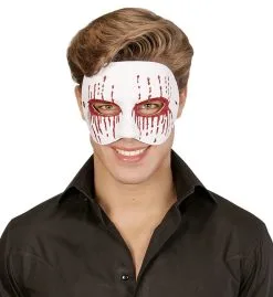 Masker Psychopaat Wit Met Bloedende Ogen Bloody Pierrot -Sprookjeskleding Verkoopwinkel wdm1516 03641 c 1