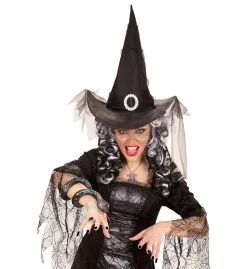 Klassieke Heksenhoed Met Tule, Zwart -Sprookjeskleding Verkoopwinkel wdm1516 51535 c 1