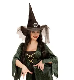 Klassieke Heksenhoed Met Tule, Zwart -Sprookjeskleding Verkoopwinkel wdm1516 51535 d 1