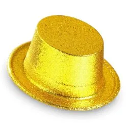 Showmaster Glitter Hoge Hoed, Goud