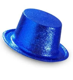 Showmaster Glitter Hoge Hoed, Blauw