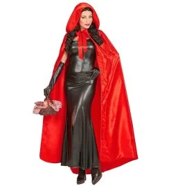 Satijnen Cape Met Kap Rood Velvetia