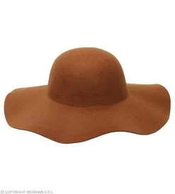 Bruine Hippie Hoed Brede Rand