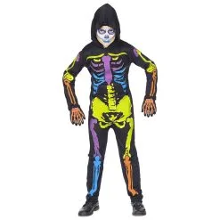 Felgekleurd Neon Skelet Kind Kostuum
