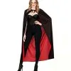 Omkeerbare Vampier Goochelaar Cape 130cm, Zwart / Rood