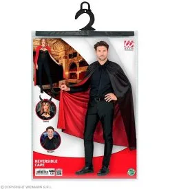Omkeerbare Vampier Goochelaar Cape 130cm, Zwart / Rood -Sprookjeskleding Verkoopwinkel wdm 2021 03246 5 3
